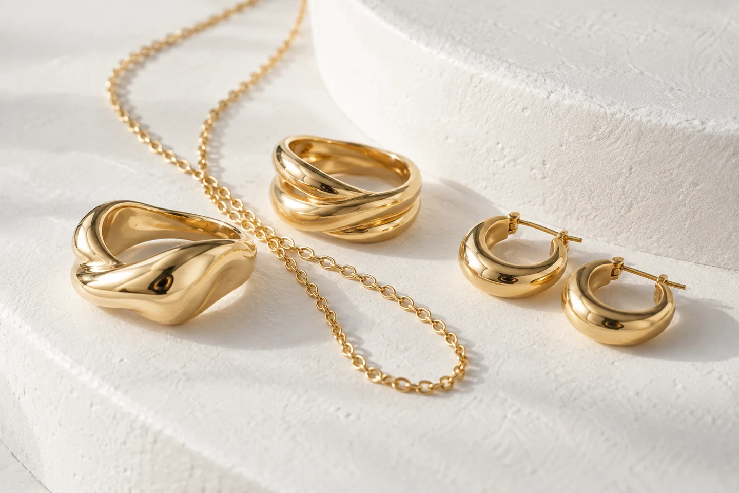 Illustrative gold jewellery editorial photography